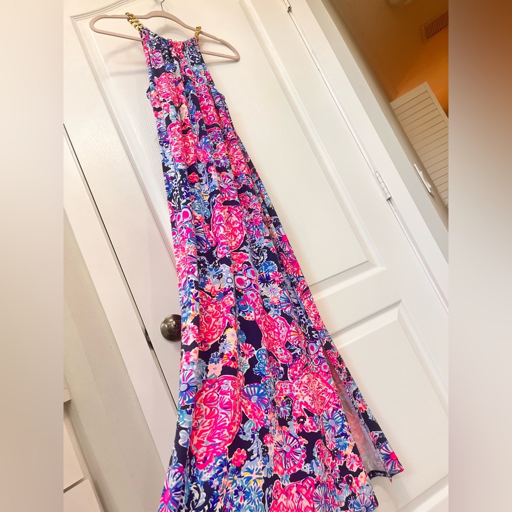 Lilly Pulitzer Bingham Midi Halter Dress. 
Vibrant Floral Maxi Dress